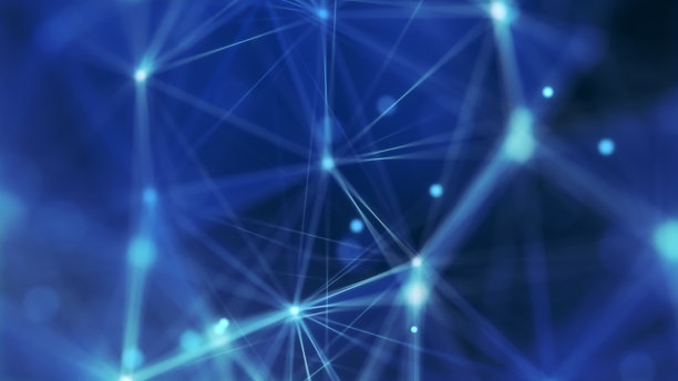 蓝色抽象技术和工程背景与丛元素和深度的领域设置。图片下载