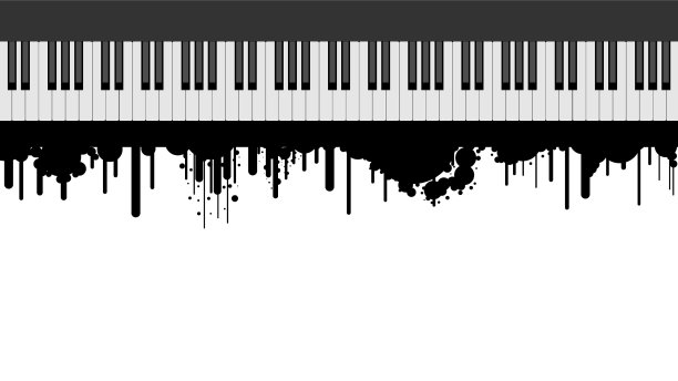 钢琴琴键音乐键盘乐器与融墨琴键歌曲旋律矢量设计风格图片下载