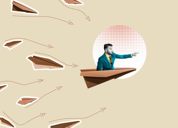 领导理念，选择正确的方向。业务拼贴。图片下载