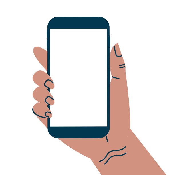 手持手机孤立在白色背景上。空白屏幕，电话布局。图片下载