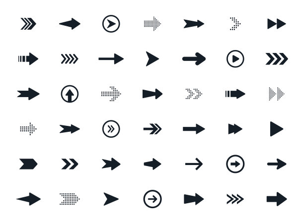 箭头图标集。收集不同的网页设计箭头符号。箭头。游标。箭头平面风格孤立在白色背景上。矢量图图片下载