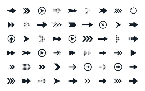 箭头图标集。收集不同的网页设计箭头符号。箭头。游标。箭头平面风格孤立在白色背景上。矢量图图片下载