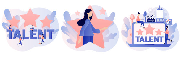 人才的概念。有才华的小人们。超级明星。打开你的潜力。现代平面卡通风格。白色背景上的矢量插图图片下载