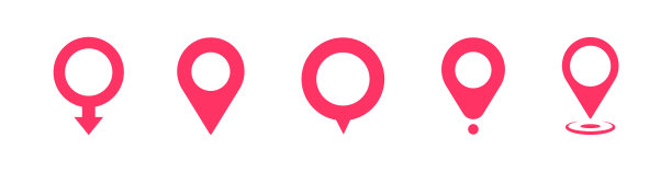 映射指针图标集。定位销的收藏。地图指针GPS定位。指针图标钉在地图上显示的位置。矢量图图片下载