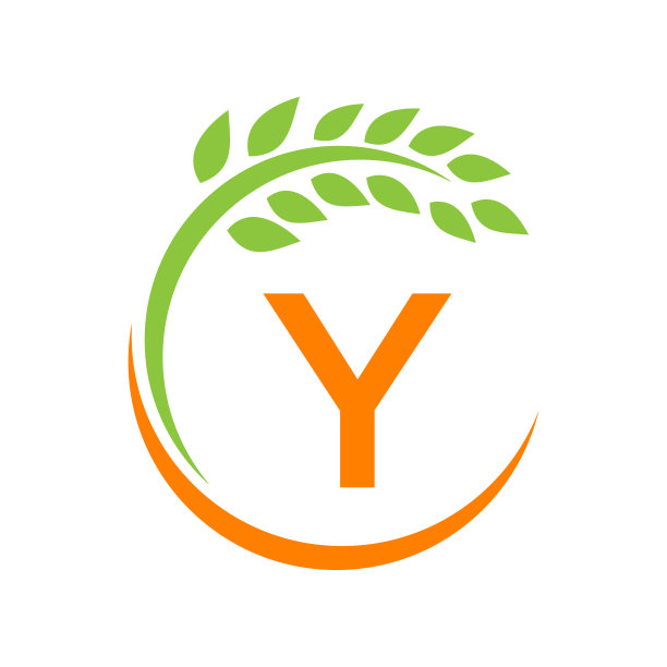 农业标志上的Y字母概念。农业和农场牧场，牛奶，谷仓标志设计。农场徽章，农业，生态农场设计与Y字母模板图片下载