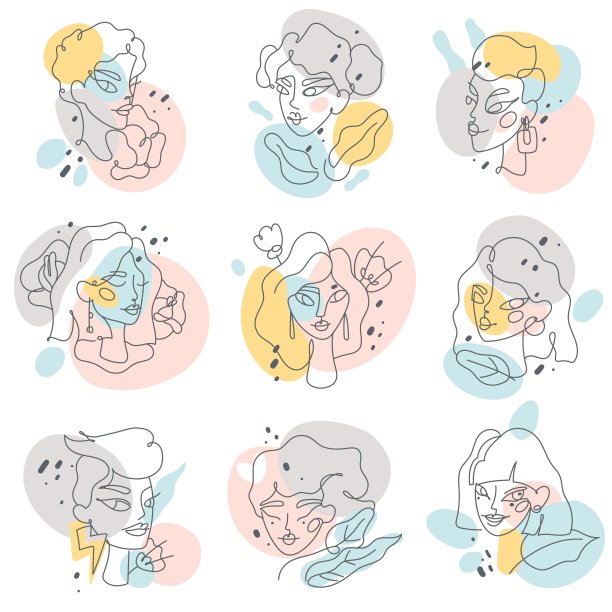 时尚抽象女性面孔图片下载