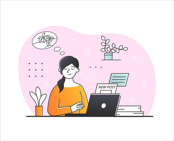 女孩在工作场所做梦图片下载