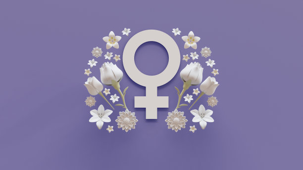 国际妇女节登陆页面模板与3D渲染插图图片下载