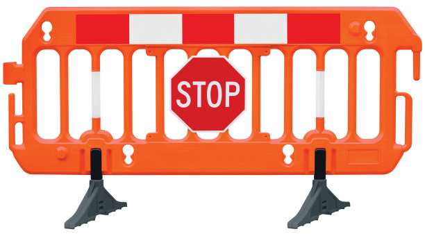 路障绕道护栏护栏道路工程路障、橙红白发光工程信号、停车路牌、无缝隔离特写、水平交通安全栏杆警示标识、大型详细临时通道改道、全新PVC塑料图片下载