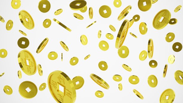 3D中国钱币从天而降渲染农历新年图片下载