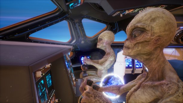 外星人在他们的科幻飞船中穿越了宇宙中一个未知区域的虫洞。深空旅行的概念。三维渲染图片下载