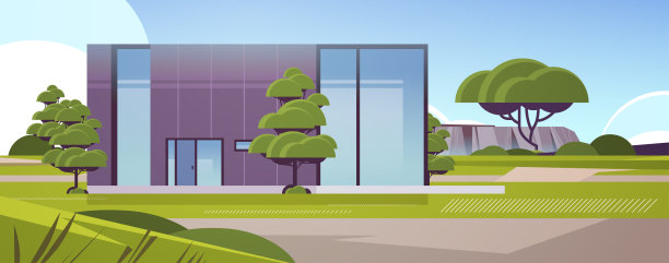 现代住宅夹芯板与全景窗户环保住宅建筑模块化住宅图片下载