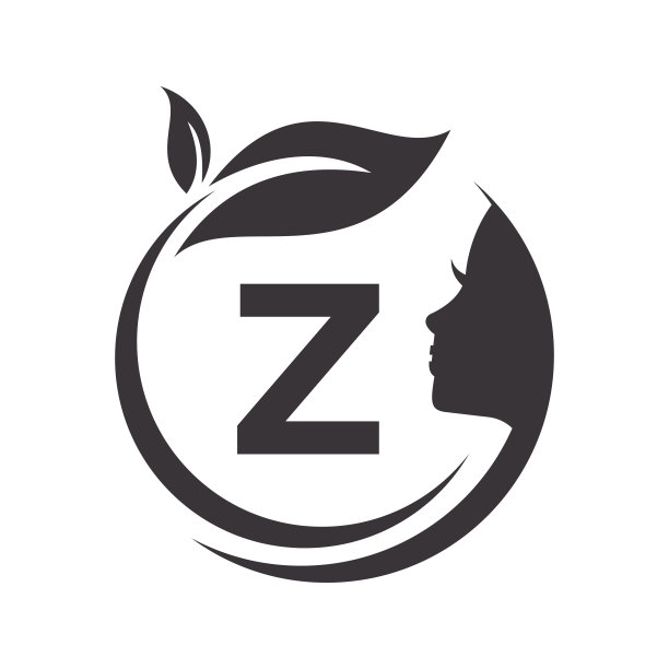 美容水疗标志在字母Z矢量模板。Z字母女性美容美发沙龙，水疗中心，女性化，美容护理，女性脸，优雅标志图片下载