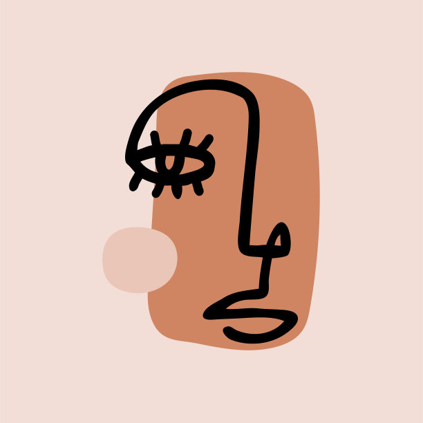 抽象当代女性的脸。现代时尚美牌。女性面部的象征。艺术丰富多彩的绘画。图片下载