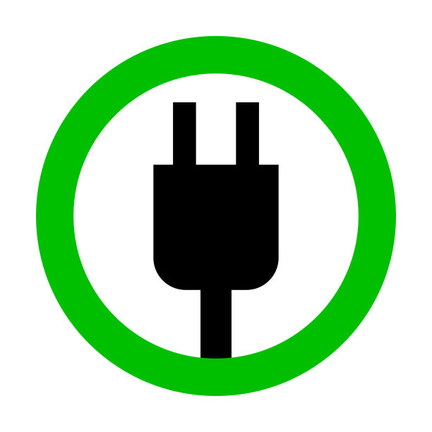 允许使用电源插座。允许收费。一个圆形的电源插座的剪影。向量。图片下载