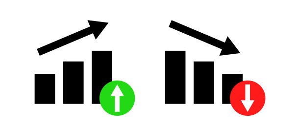 向上条形图和向下条形图图标。向量。图片下载