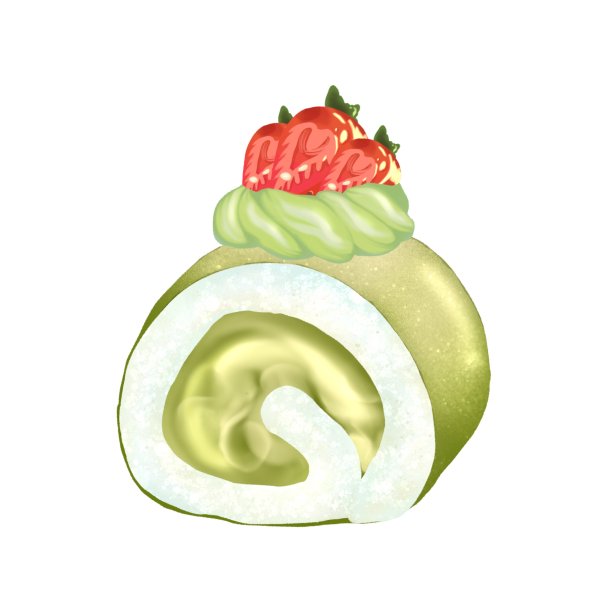 手绘草莓抹茶蛋糕卷图片下载