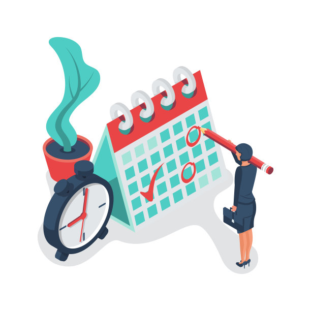 时间规划的概念。女商人正在计划一项工作。图片下载