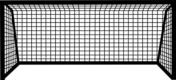 白色背景的足球球门。足球场上的足球球门标志。目标职位的象征。平的风格。图片下载