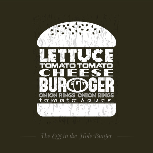 黑白汉堡配方信息图，粉笔画。蛋芝士汉堡。字体设计说明。图片下载