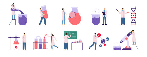 科学实验室人的概念集。化学、生物图片下载