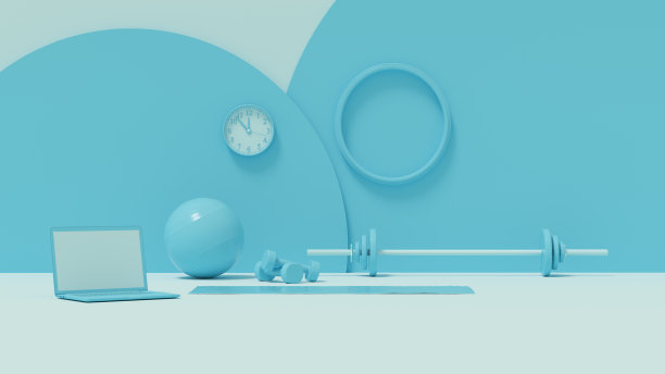 健身运动居家健康生活方式理念与黑屏笔记本电脑图片下载