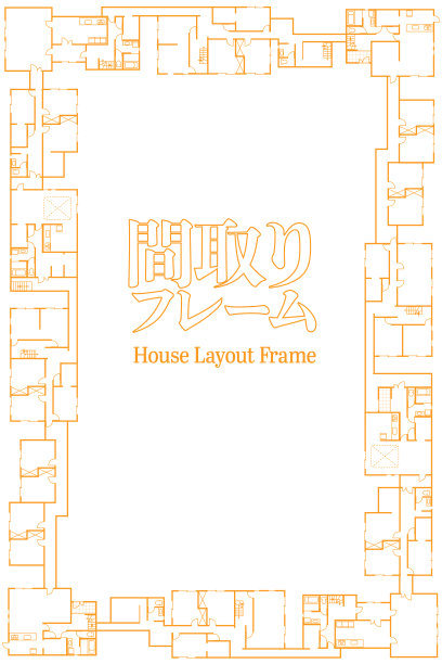 简单的现代住宅平面图框架矢量插图。日语字母的意思是“房子的布局框架”。图片下载