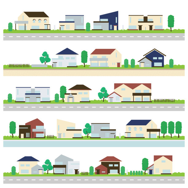 线条简单的现代房屋矢量插图。图片下载