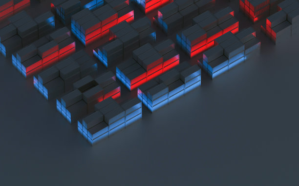 摘要工业背景下的集装箱被霓虹灯照亮图片下载