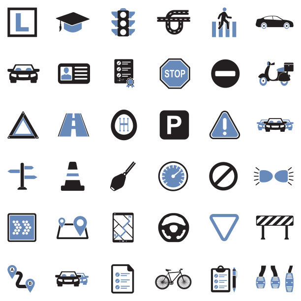 驾驶学校图标。双色调平面设计。矢量插图。图片下载