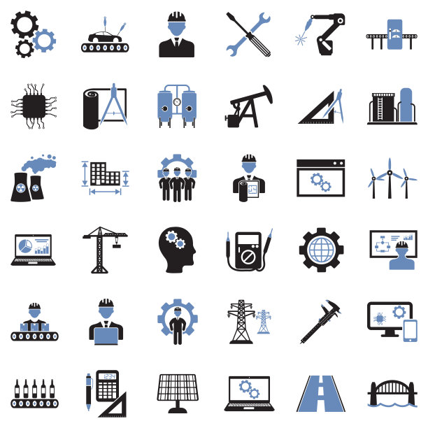 工程图标。双色调平面设计。矢量插图。图片下载