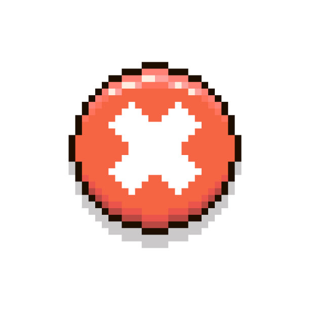 简单的平面像素艺术插图圆形红色取消界面按钮图片下载