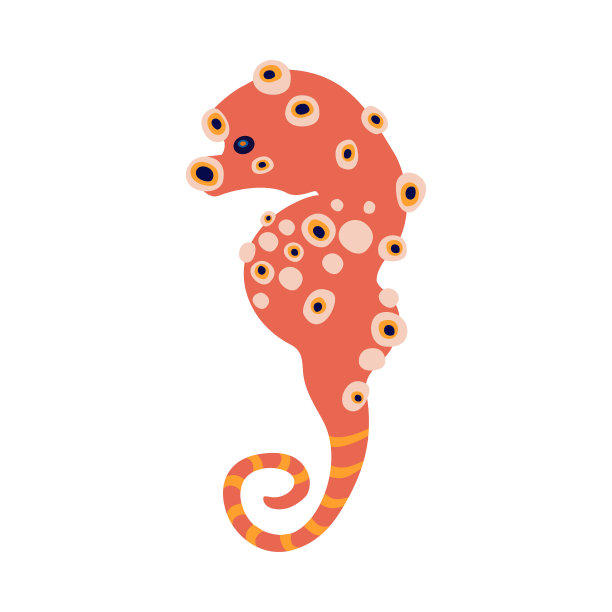 海马彩色图标上的白色背景。美丽的剪影纹身设计，婚礼喜庆卡，时尚饰品，标志，儿童，图案。矢量插图。图片下载