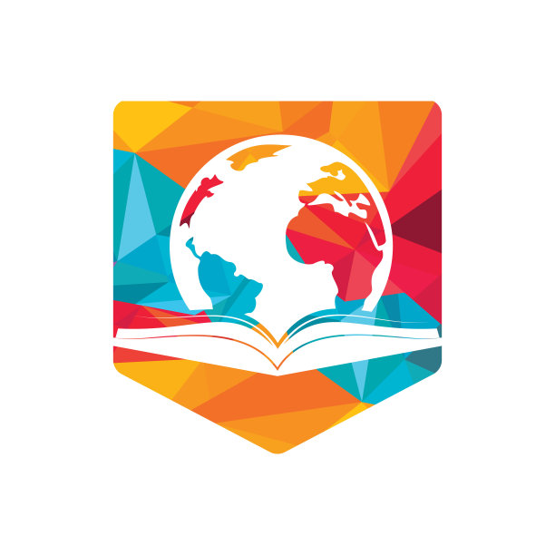 书世界矢量标志模板。全球图书教育设计logo模板。图片下载