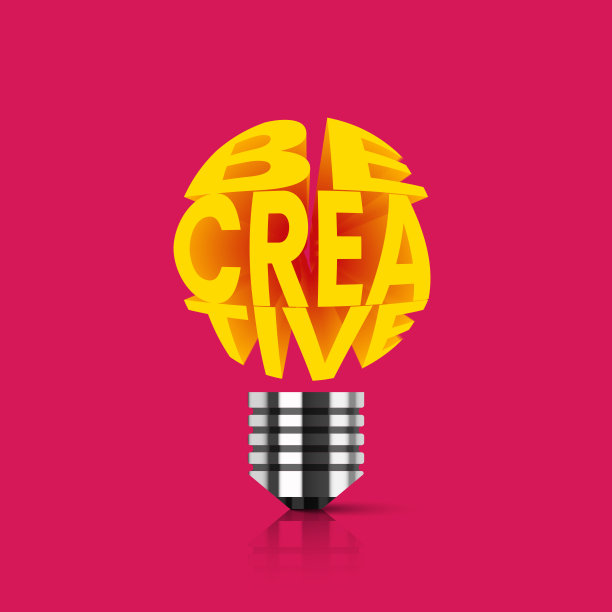 是创造性的。抽象灯泡与文本。向量图片下载