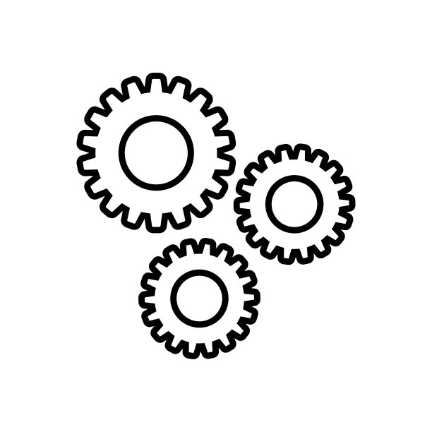 齿轮线条图标，矢量轮廓logo，白色背景图片下载