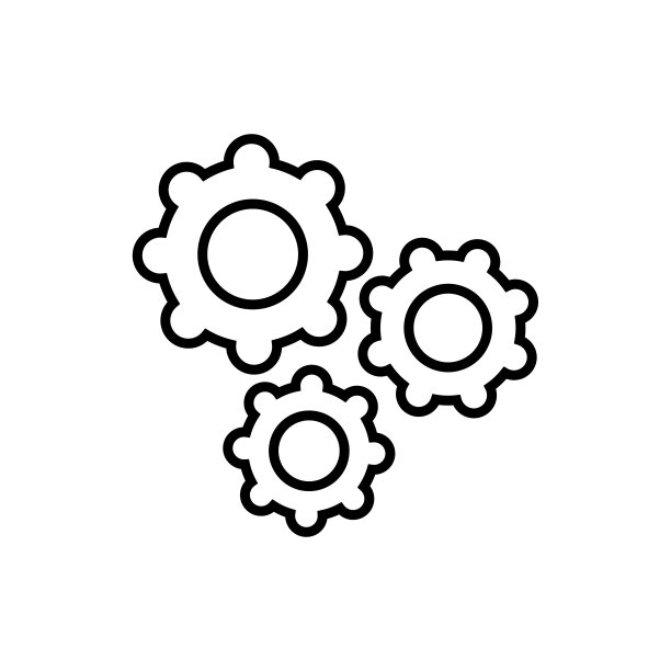 齿轮线条图标，矢量轮廓logo，白色背景图片下载