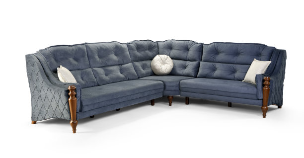 l型沙发，现代转角家具，蓝色转角家具图片下载