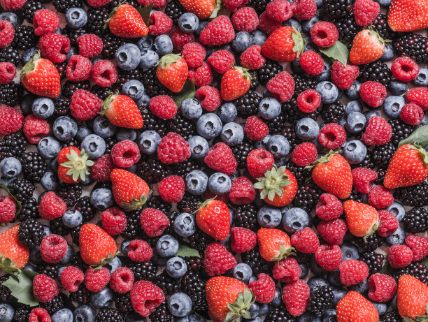 浆果类水果的背景。图片下载