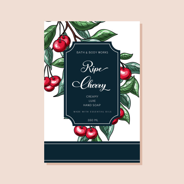 樱桃抽象向量包装纸化妆品容器标签封面。图片下载