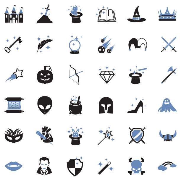 幻想的图标。双色调平面设计。矢量插图。图片下载