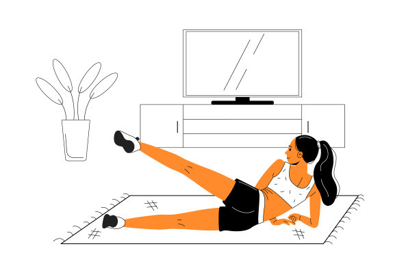 小女孩在家喜欢运动。体育锻炼。运动。矢量图图片下载