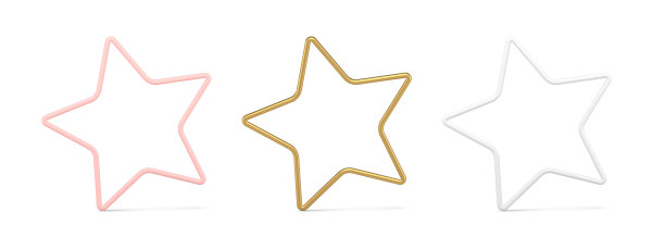 集合现实轮廓星金属形状符号成就荣誉成功三维模板向量图片下载