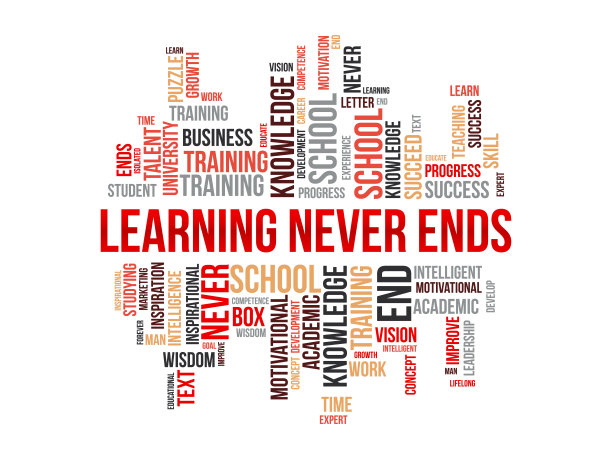 学习永无止尽字云模板。创意概念矢量背景。图片下载