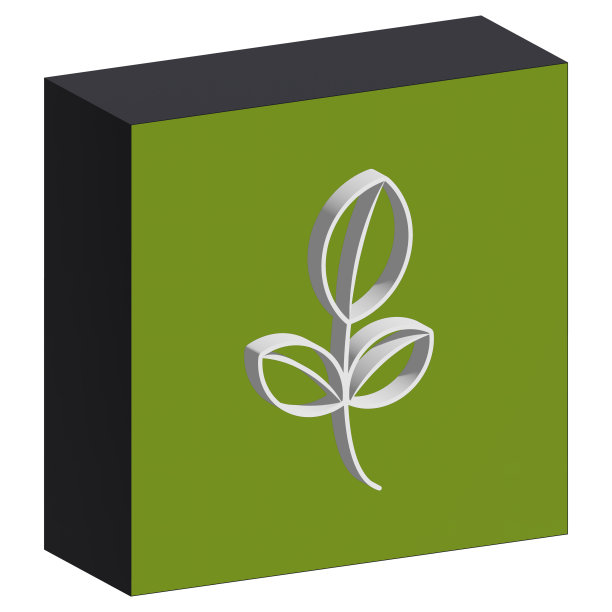 绿色立方图标素食和健康饮料3D插图图片下载