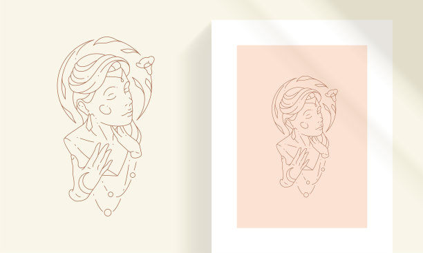 神奇的女性脸作为雕塑胸像与花线艺术风格矢量插图图片下载