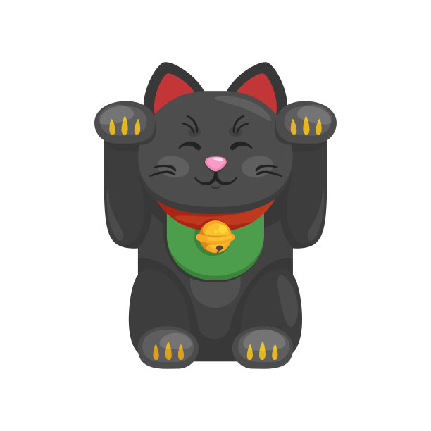 矢量卡通风格的Maneki Neko插图图片下载