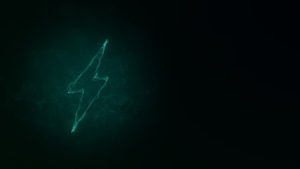 闪电图标与丛艺术效果。用点连接的线。插图图片下载