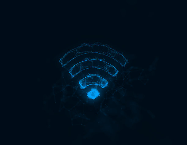 具有丛效应的Wi-Fi图标。用点连接的线。插图图片下载