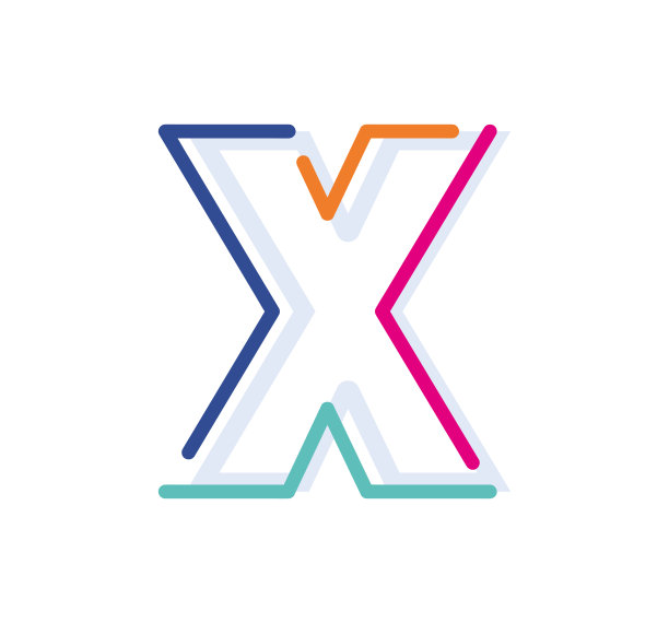 字母X线彩色线形标志。图片下载